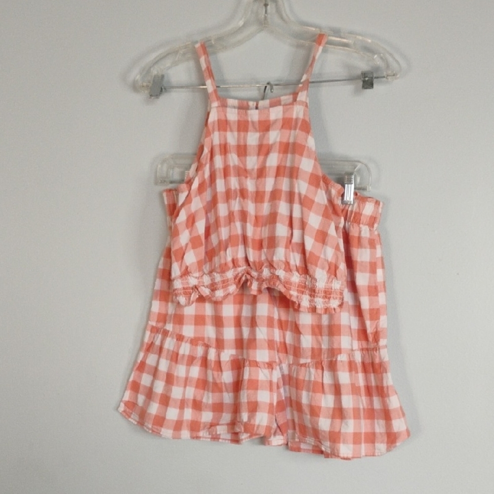 Wonder Nation White Peach Gingham Crop Top Short Set Size 18 XXL Youth